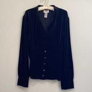 Talbots Velvet V-Neck Peplum Top, Size XL